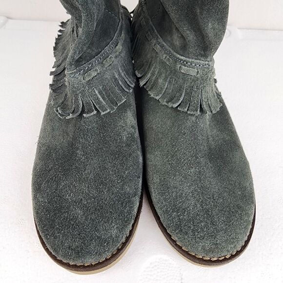 Coolway Grey Suede Fringe Ankle Boot Booties Boho Comfort Shoes Size 8 - Picture 6 of 14